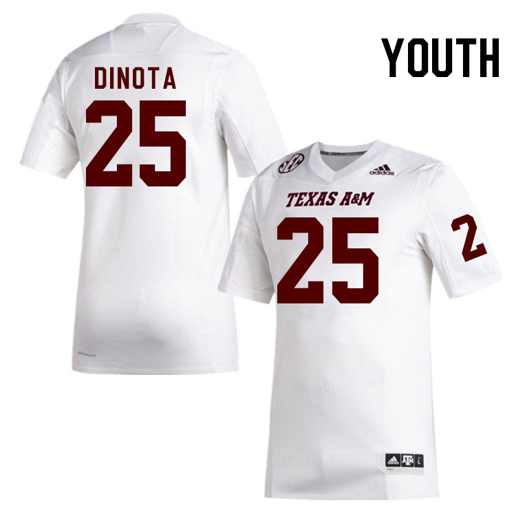 Youth #25 Anthony DiNota Texas A&M Aggies College Football Jerseys Stitched Sale-White - Click Image to Close